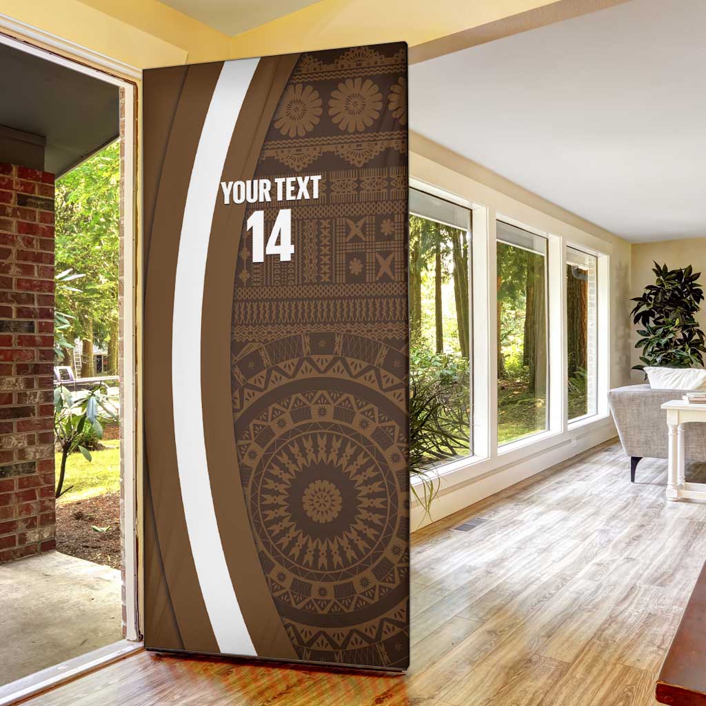 Bula Fiji Football Custom Door Cover One Vanua One Team Tapa Pattern