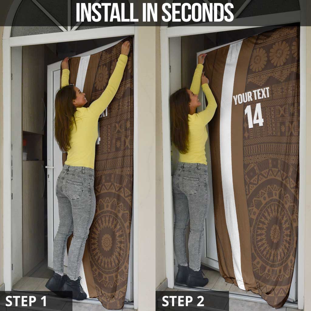 Bula Fiji Football Custom Door Cover One Vanua One Team Tapa Pattern