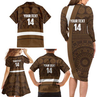 Bula Fiji Football Custom Family Matching Long Sleeve Bodycon Dress and Hawaiian Shirt One Vanua One Team Tapa Pattern LT14 - Polynesian Pride