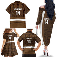 Bula Fiji Football Custom Family Matching Off The Shoulder Long Sleeve Dress and Hawaiian Shirt One Vanua One Team Tapa Pattern LT14 - Polynesian Pride