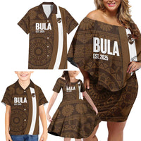 Bula Fiji Football Custom Family Matching Off Shoulder Short Dress and Hawaiian Shirt One Vanua One Team Tapa Pattern LT14 - Polynesian Pride