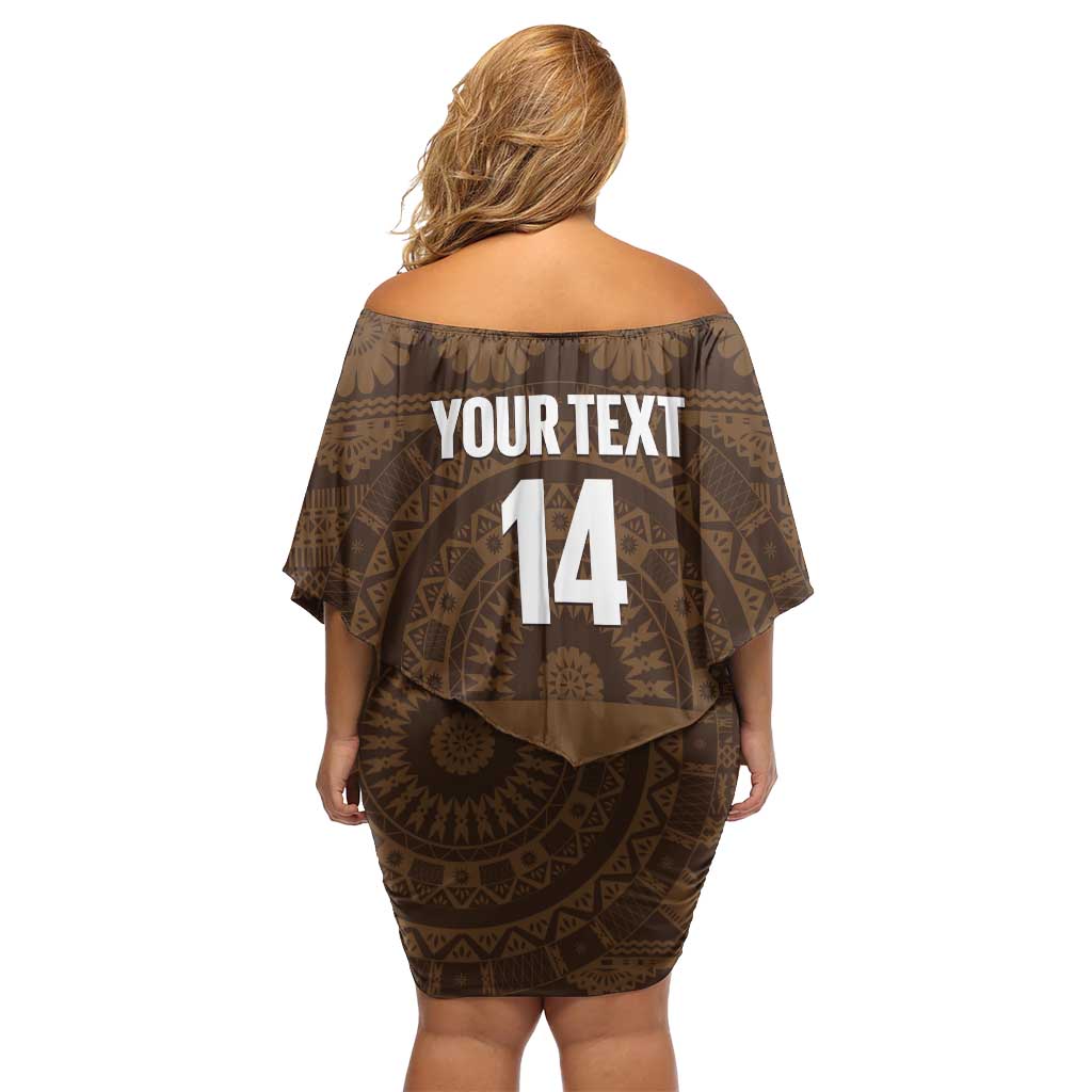 Bula Fiji Football Custom Family Matching Off Shoulder Short Dress and Hawaiian Shirt One Vanua One Team Tapa Pattern LT14 - Polynesian Pride