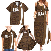Bula Fiji Football Custom Family Matching Summer Maxi Dress and Hawaiian Shirt One Vanua One Team Tapa Pattern LT14 - Polynesian Pride