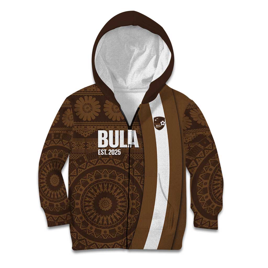 Bula Fiji Football Custom Kid Hoodie One Vanua One Team Tapa Pattern