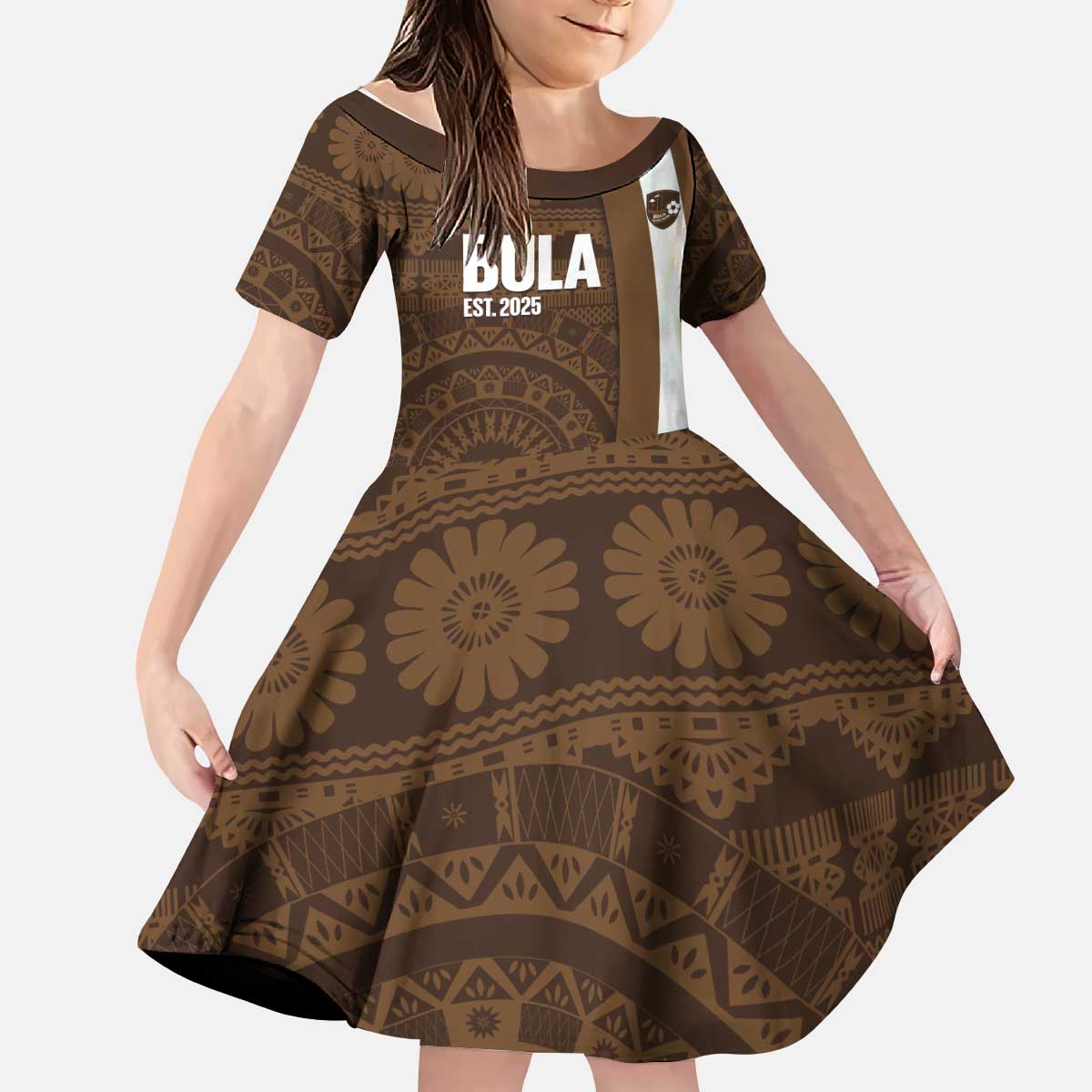 Bula Fiji Football Custom Kid Short Sleeve Dress One Vanua One Team Tapa Pattern