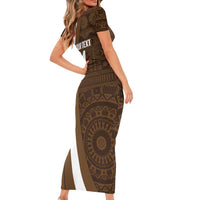 Bula Fiji Football Custom Short Sleeve Bodycon Dress One Vanua One Team Tapa Pattern
