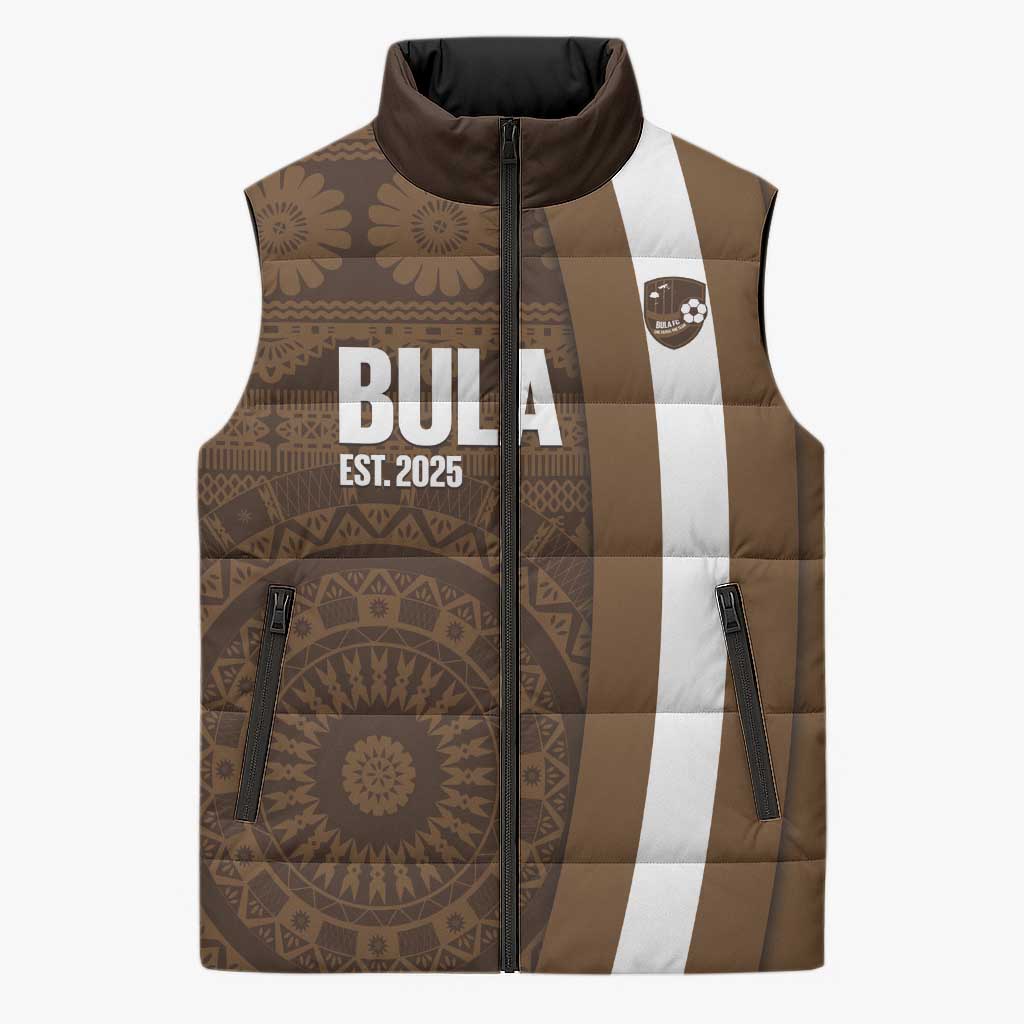Bula Fiji Football Custom Sleeveless Puffer Jacket One Vanua One Team Tapa Pattern