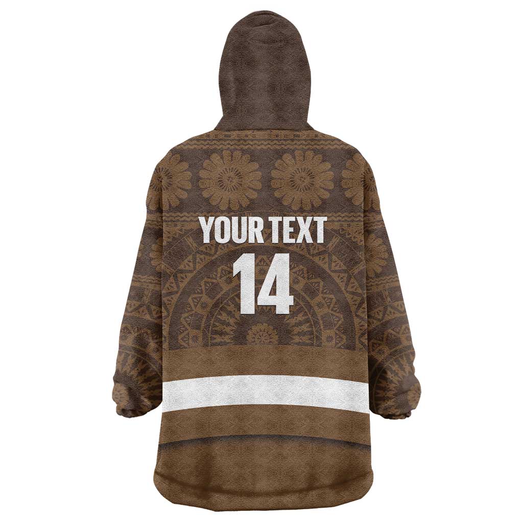 Bula Fiji Football Custom Wearable Blanket Hoodie One Vanua One Team Tapa Pattern