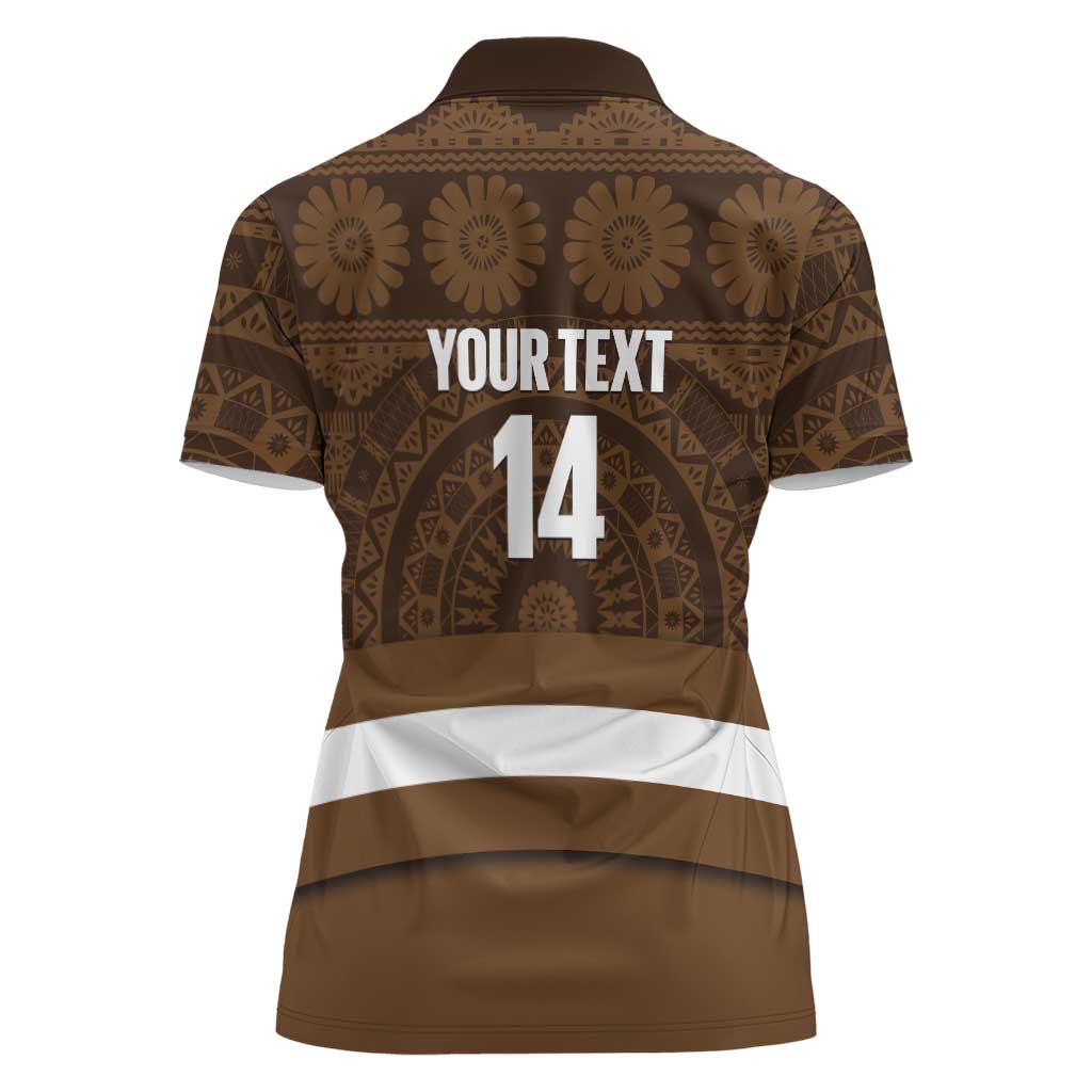 Bula Fiji Football Custom Women Polo Shirt One Vanua One Team Tapa Pattern