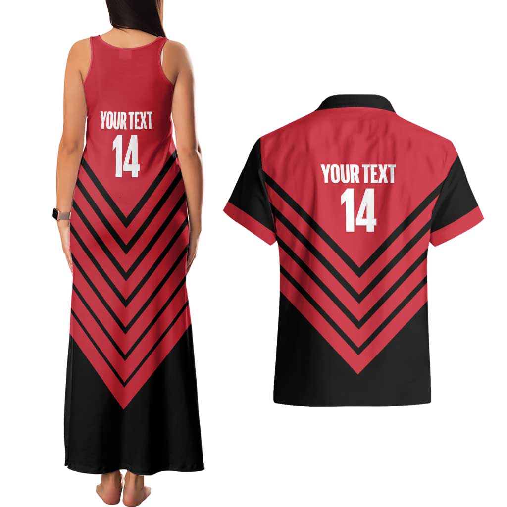 Hekari Papua New Guinea Football Custom Couples Matching Tank Maxi Dress and Hawaiian Shirt Go PNG Red Army LT14 - Polynesian Pride