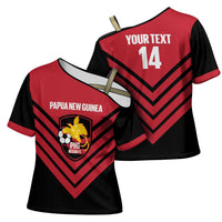 Hekari Papua New Guinea Football Custom Cross Shoulder Shirt Go PNG Red Army