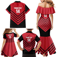 Hekari Papua New Guinea Football Custom Family Matching Mermaid Dress and Hawaiian Shirt Go PNG Red Army LT14 - Polynesian Pride