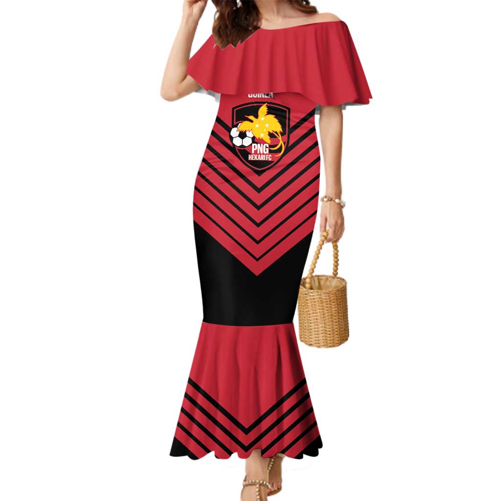 Hekari Papua New Guinea Football Custom Family Matching Mermaid Dress and Hawaiian Shirt Go PNG Red Army LT14 Mom's Dress Red - Polynesian Pride