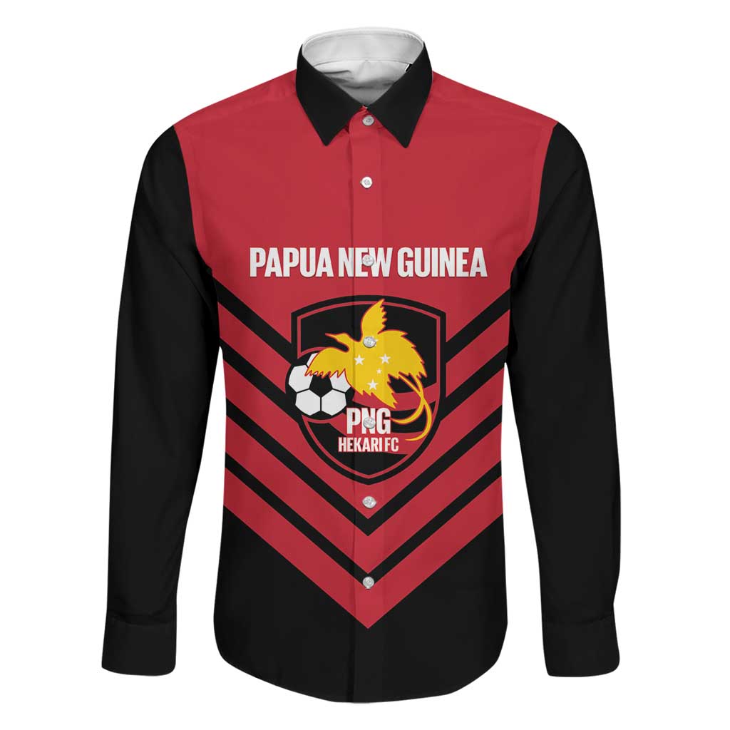 Hekari Papua New Guinea Football Custom Family Matching Off Shoulder Maxi Dress and Hawaiian Shirt Go PNG Red Army LT14 Dad's Shirt - Long Sleeve Red - Polynesian Pride