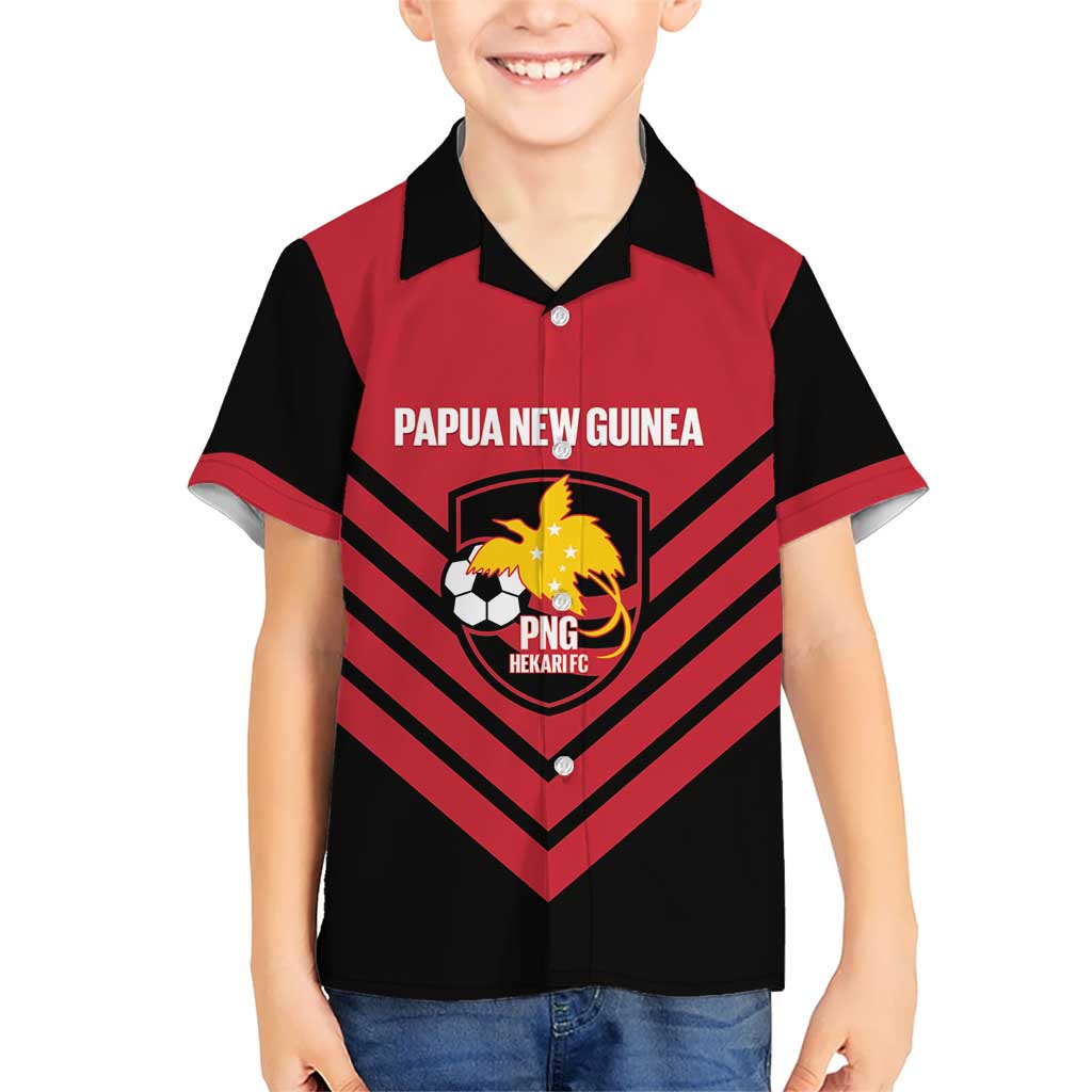 Hekari Papua New Guinea Football Custom Family Matching Off Shoulder Maxi Dress and Hawaiian Shirt Go PNG Red Army LT14 Son's Shirt Red - Polynesian Pride
