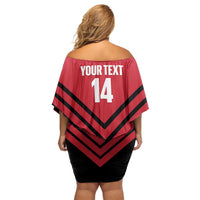 Hekari Papua New Guinea Football Custom Family Matching Off Shoulder Short Dress and Hawaiian Shirt Go PNG Red Army LT14 - Polynesian Pride