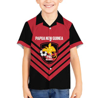 Hekari Papua New Guinea Football Custom Family Matching Puletasi and Hawaiian Shirt Go PNG Red Army LT14 Son's Shirt Red - Polynesian Pride