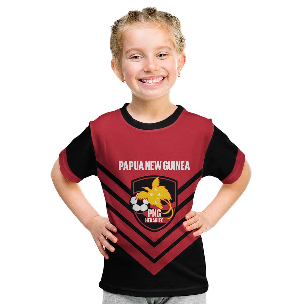 Hekari Papua New Guinea Football Custom Kid T Shirt Go PNG Red Army