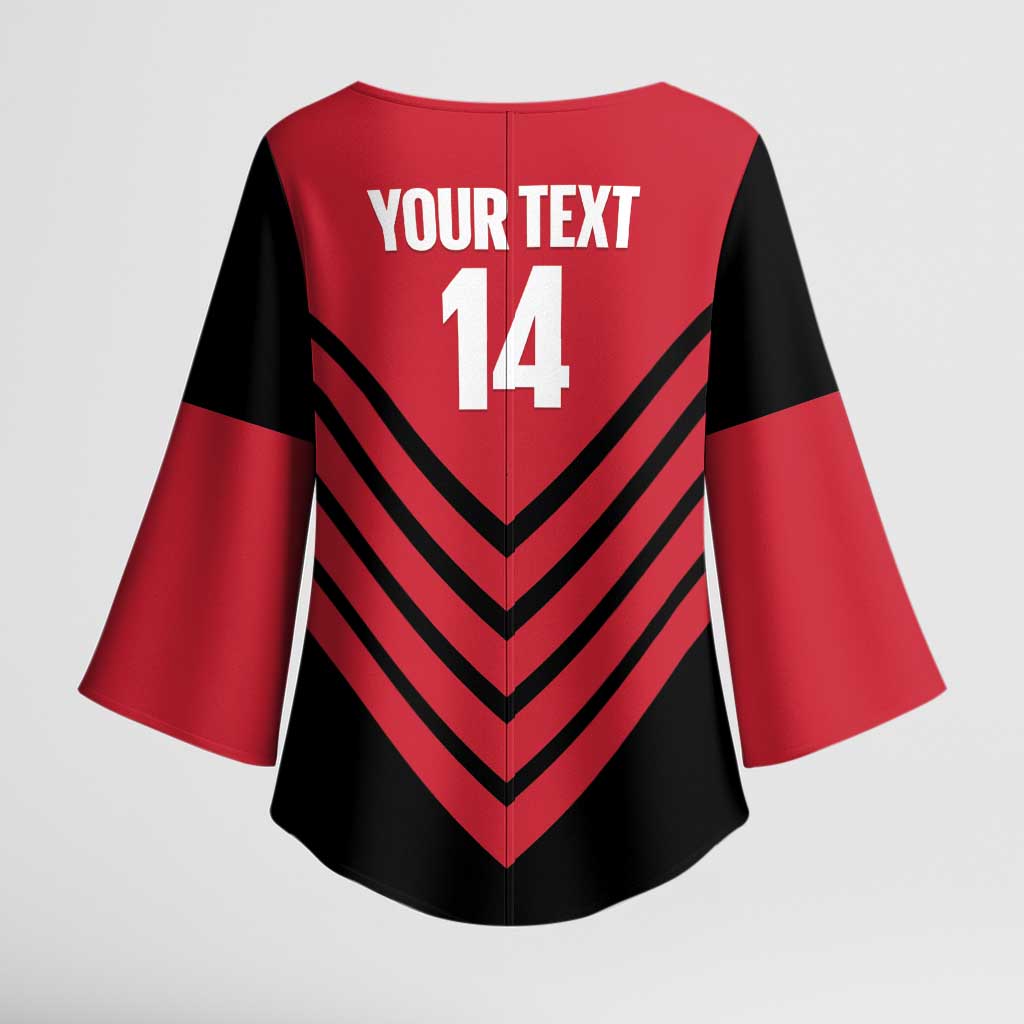 Hekari Papua New Guinea Football Custom Kimono Sleeve Blouse Go PNG Red Army