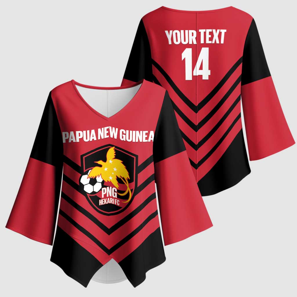 Hekari Papua New Guinea Football Custom Kimono Sleeve Blouse Go PNG Red Army