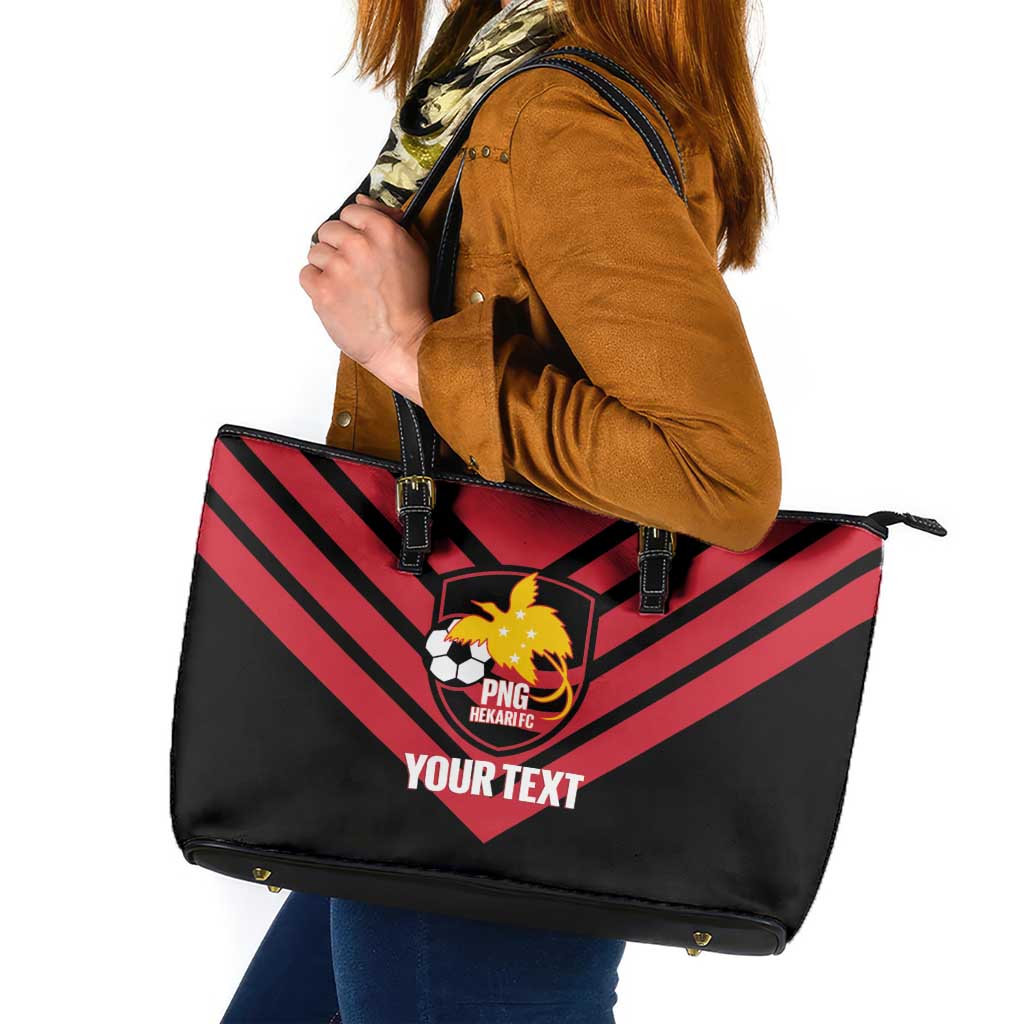Hekari Papua New Guinea Football Custom Leather Tote Bag Go PNG Red Army