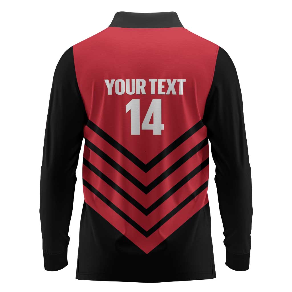 Hekari Papua New Guinea Football Custom Long Sleeve Polo Shirt Go PNG Red Army LT14 - Polynesian Pride