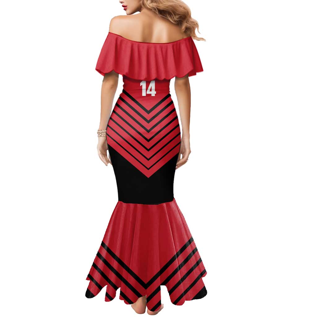 Hekari Papua New Guinea Football Custom Mermaid Dress Go PNG Red Army LT14 - Polynesian Pride