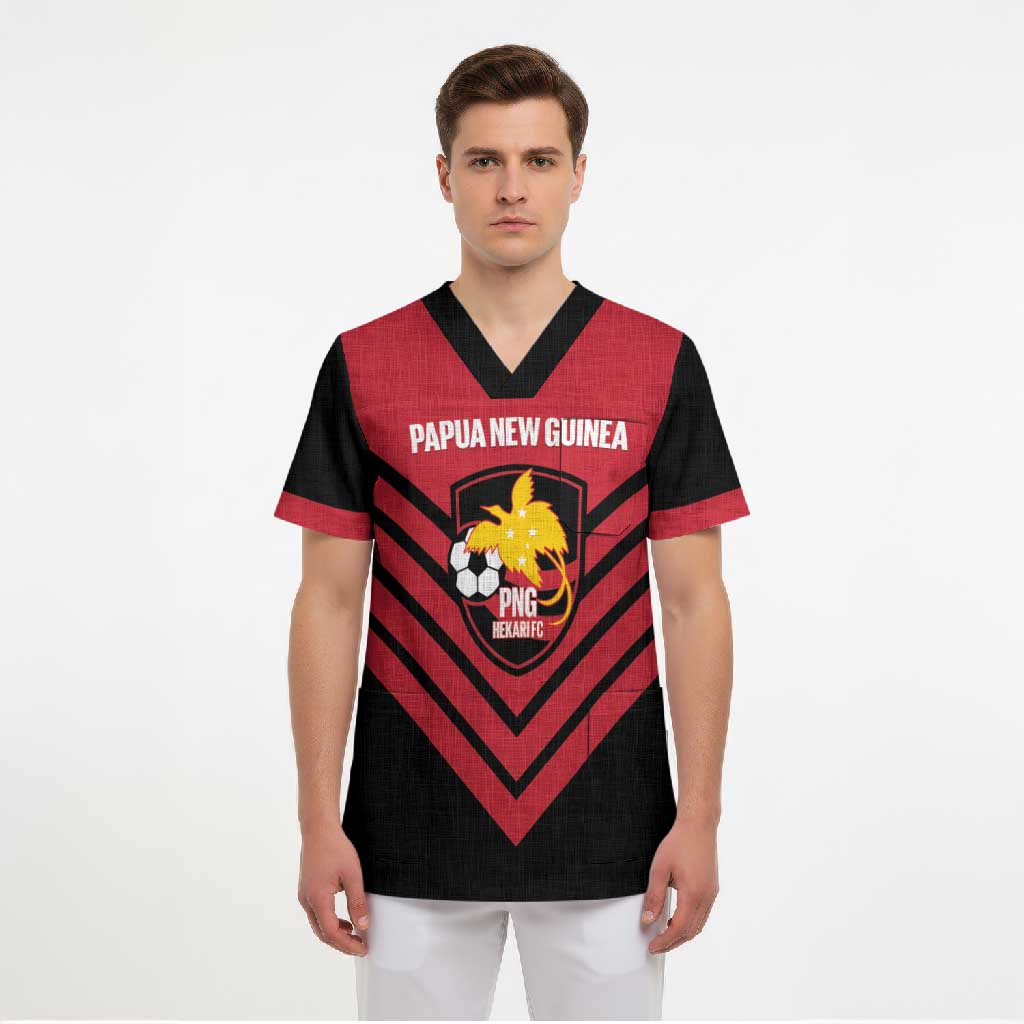 Hekari Papua New Guinea Football Custom Scrub Top Go PNG Red Army