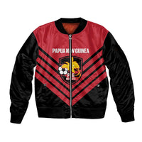 Hekari Papua New Guinea Football Custom Sleeve Zip Bomber Jacket Go PNG Red Army