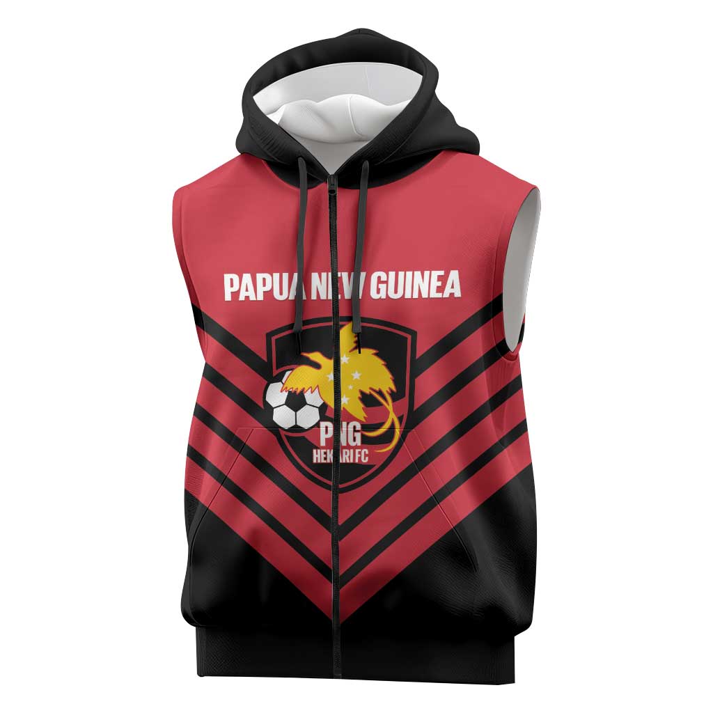 Hekari Papua New Guinea Football Custom Sleeveless Zip Hoodie Go PNG Red Army LT14 Red - Polynesian Pride