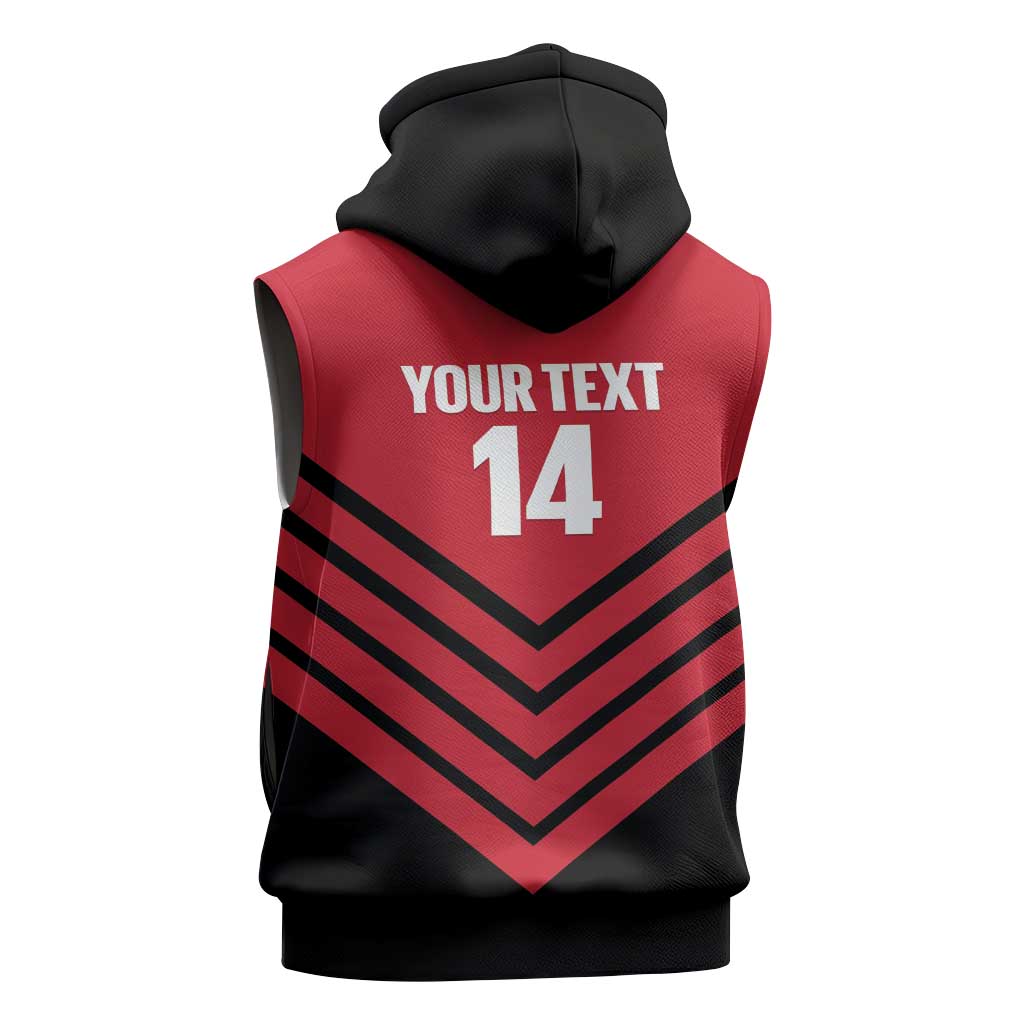 Hekari Papua New Guinea Football Custom Sleeveless Zip Hoodie Go PNG Red Army LT14 - Polynesian Pride