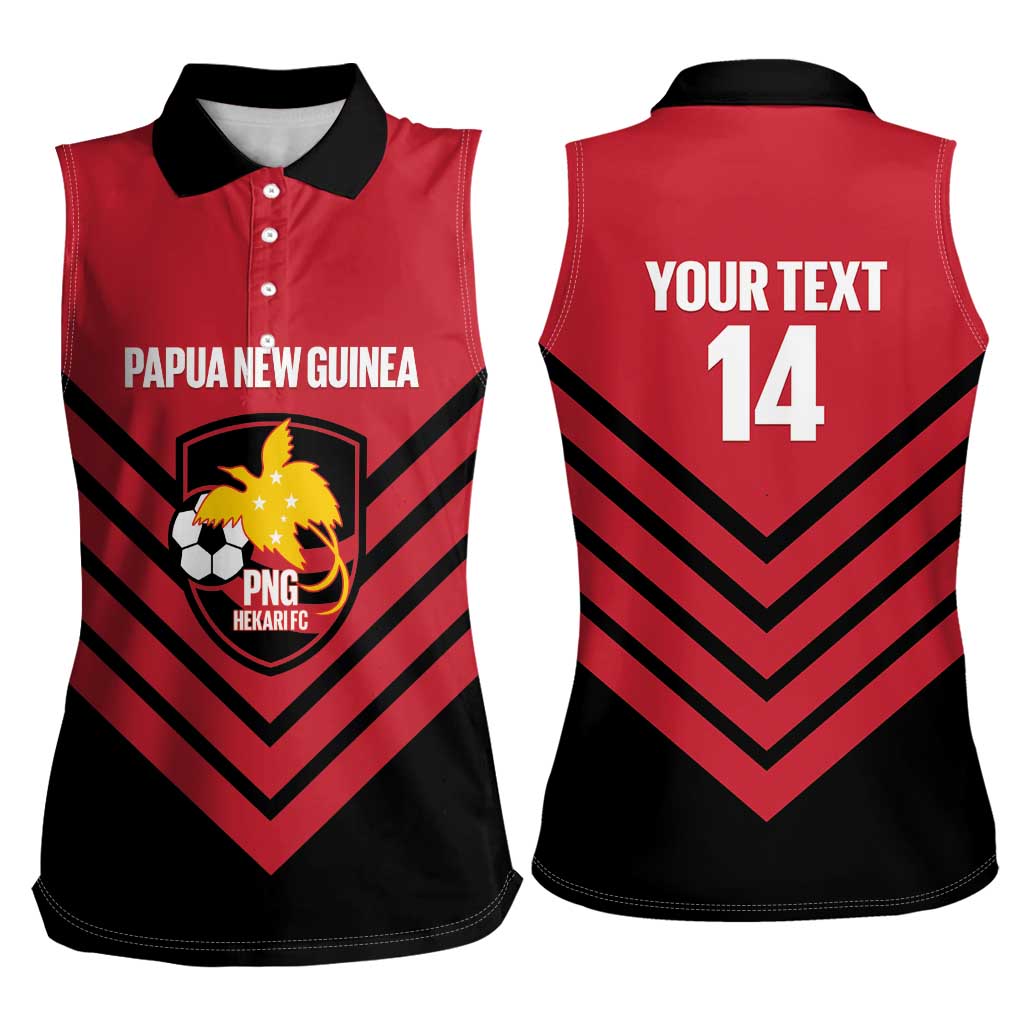 Hekari Papua New Guinea Football Custom Women Sleeveless Polo Shirt Go PNG Red Army LT14 - Polynesian Pride