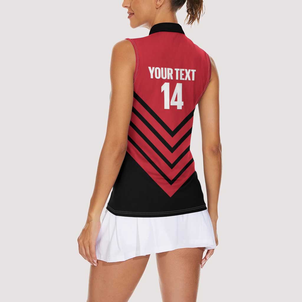Hekari Papua New Guinea Football Custom Women Sleeveless Polo Shirt Go PNG Red Army LT14 - Polynesian Pride