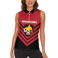 Hekari Papua New Guinea Football Custom Women Sleeveless Polo Shirt Go PNG Red Army LT14 - Polynesian Pride