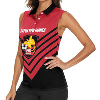 Hekari Papua New Guinea Football Custom Women Sleeveless Polo Shirt Go PNG Red Army LT14 - Polynesian Pride