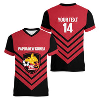 Hekari Papua New Guinea Football Custom Women V-Neck T-Shirt Go PNG Red Army LT14 - Polynesian Pride