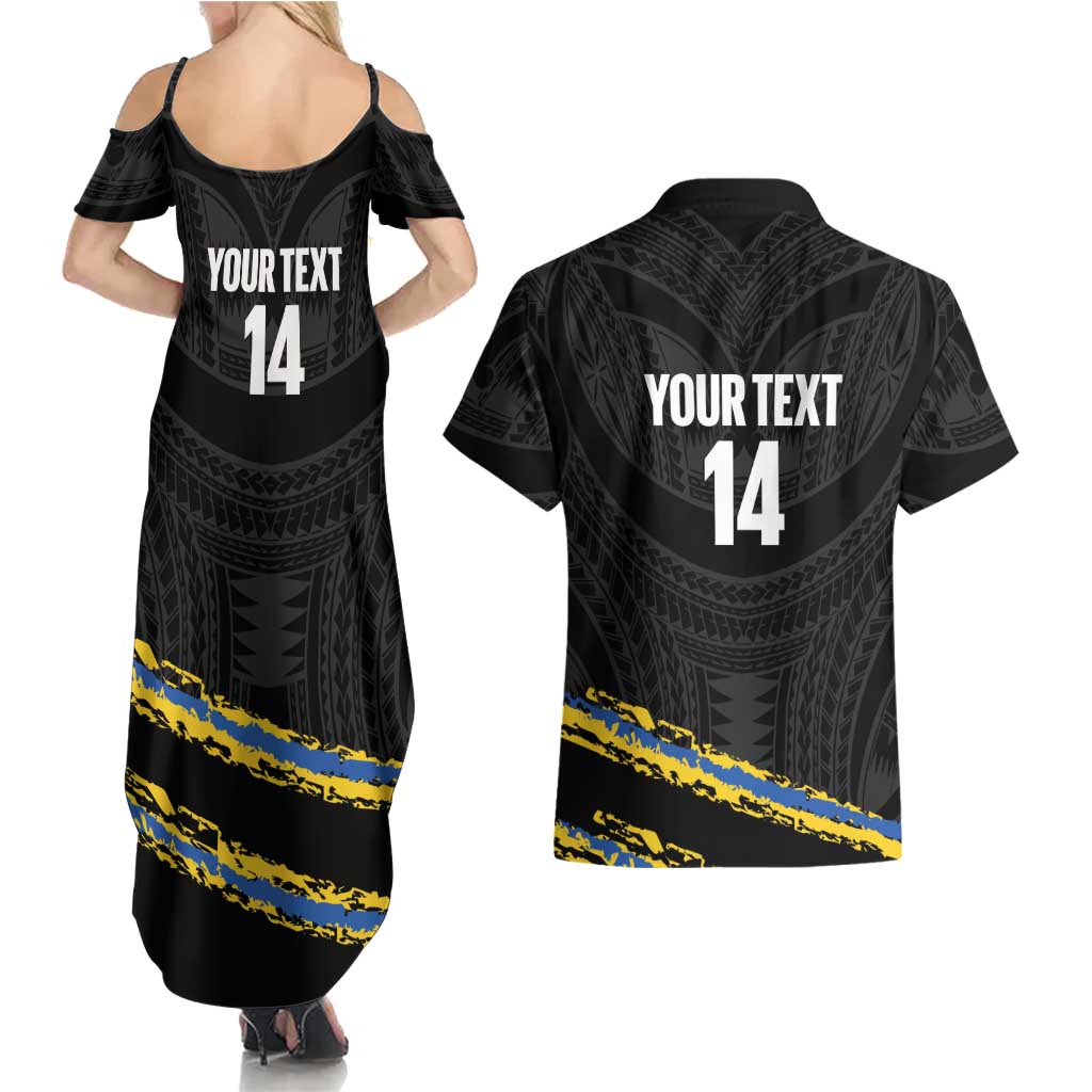 Kings Solomon Islands Football Custom Couples Matching Summer Maxi Dress and Hawaiian Shirt Come On Solomons Polynesian Grunge Style LT14 - Polynesian Pride