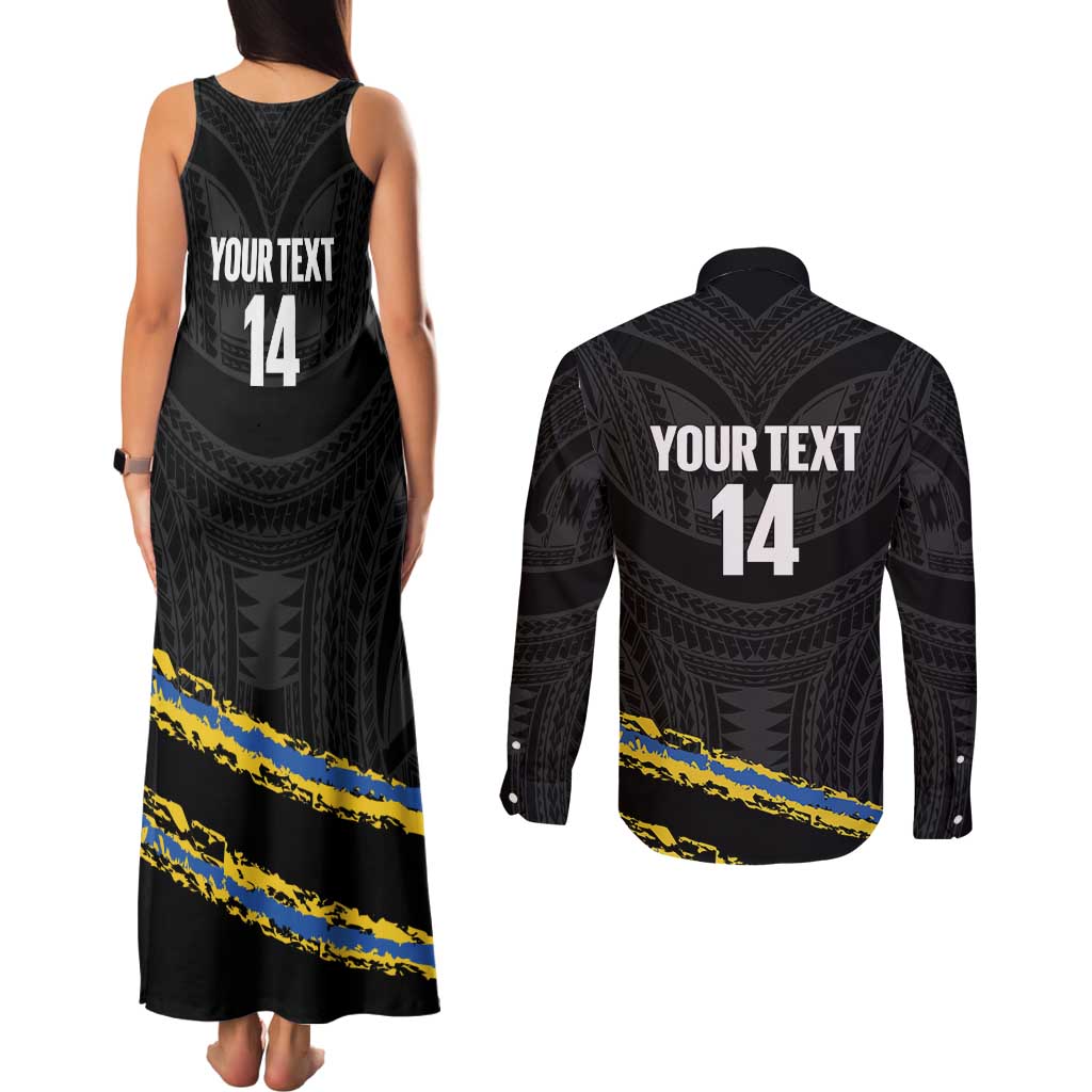 Kings Solomon Islands Football Custom Couples Matching Tank Maxi Dress and Long Sleeve Button Shirt Come On Solomons Polynesian Grunge Style
