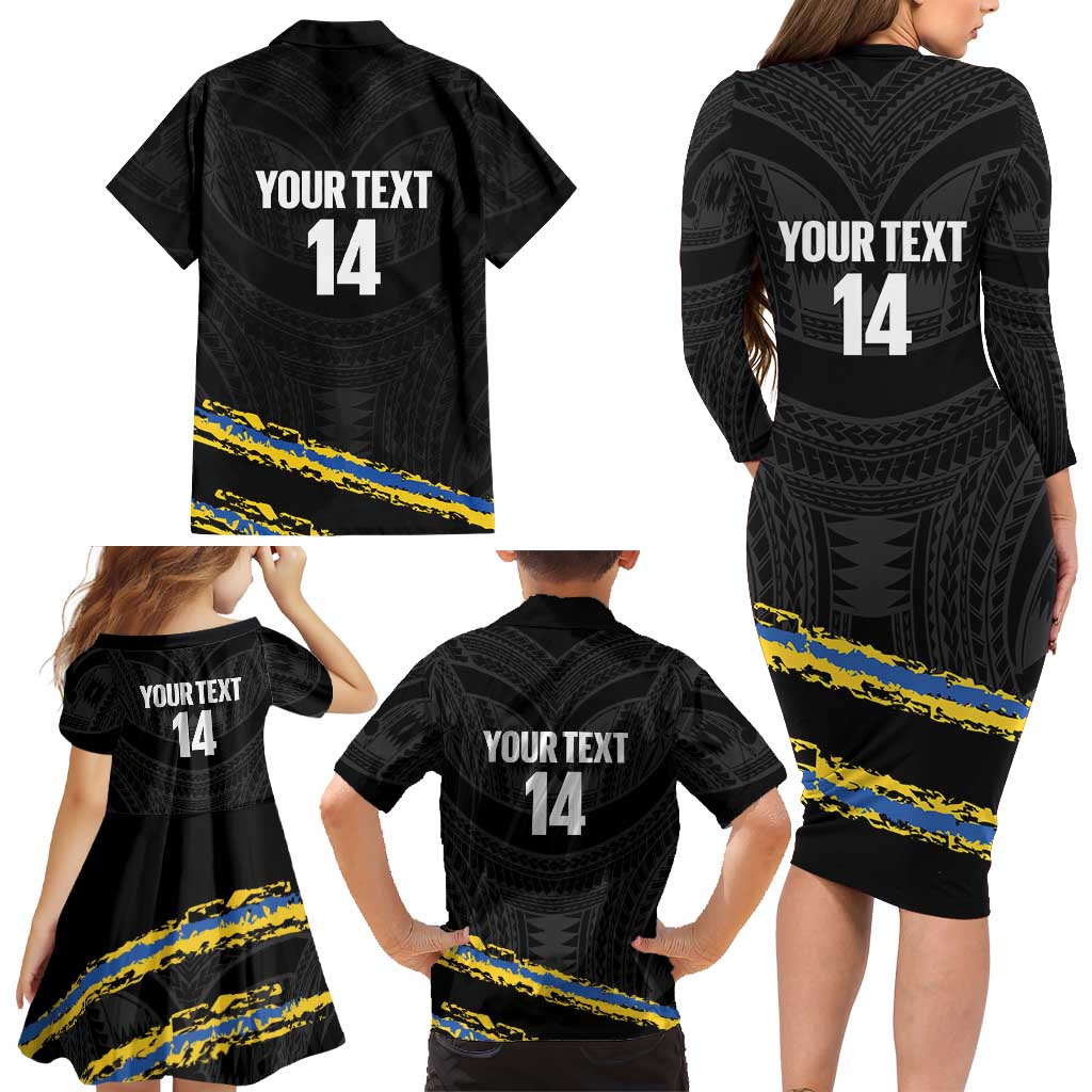 Kings Solomon Islands Football Custom Family Matching Long Sleeve Bodycon Dress and Hawaiian Shirt Come On Solomons Polynesian Grunge Style LT14 - Polynesian Pride