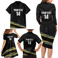 Kings Solomon Islands Football Custom Family Matching Long Sleeve Bodycon Dress and Hawaiian Shirt Come On Solomons Polynesian Grunge Style LT14 - Polynesian Pride