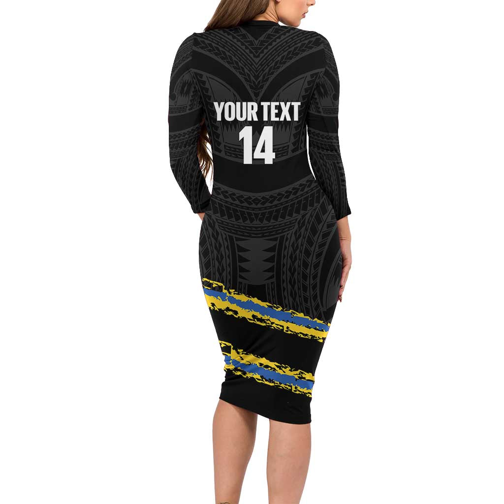Kings Solomon Islands Football Custom Family Matching Long Sleeve Bodycon Dress and Hawaiian Shirt Come On Solomons Polynesian Grunge Style LT14 - Polynesian Pride