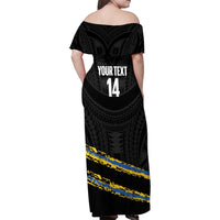 Kings Solomon Islands Football Custom Family Matching Off Shoulder Maxi Dress and Hawaiian Shirt Come On Solomons Polynesian Grunge Style LT14 - Polynesian Pride