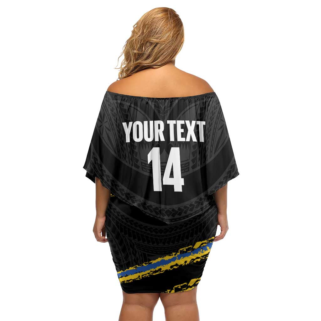 Kings Solomon Islands Football Custom Family Matching Off Shoulder Short Dress and Hawaiian Shirt Come On Solomons Polynesian Grunge Style LT14 - Polynesian Pride