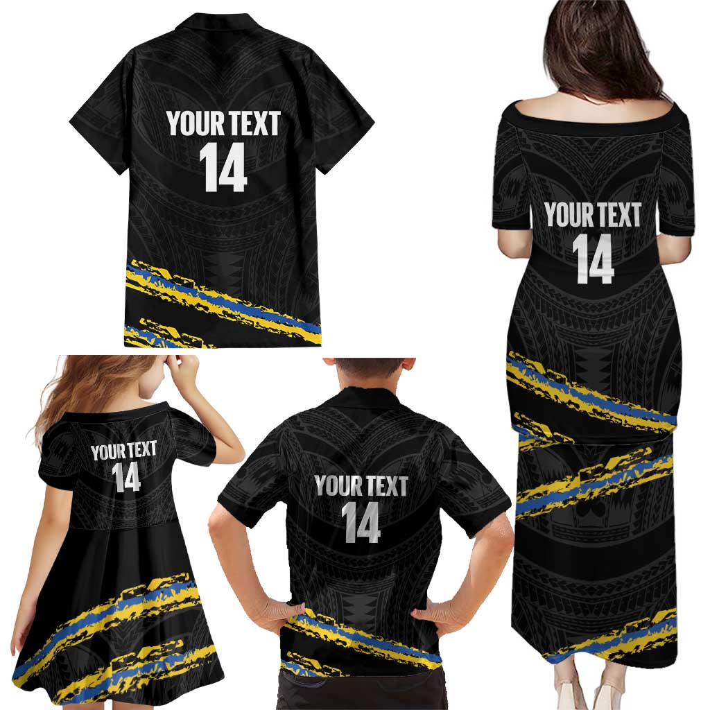 Kings Solomon Islands Football Custom Family Matching Puletasi and Hawaiian Shirt Come On Solomons Polynesian Grunge Style LT14 - Polynesian Pride
