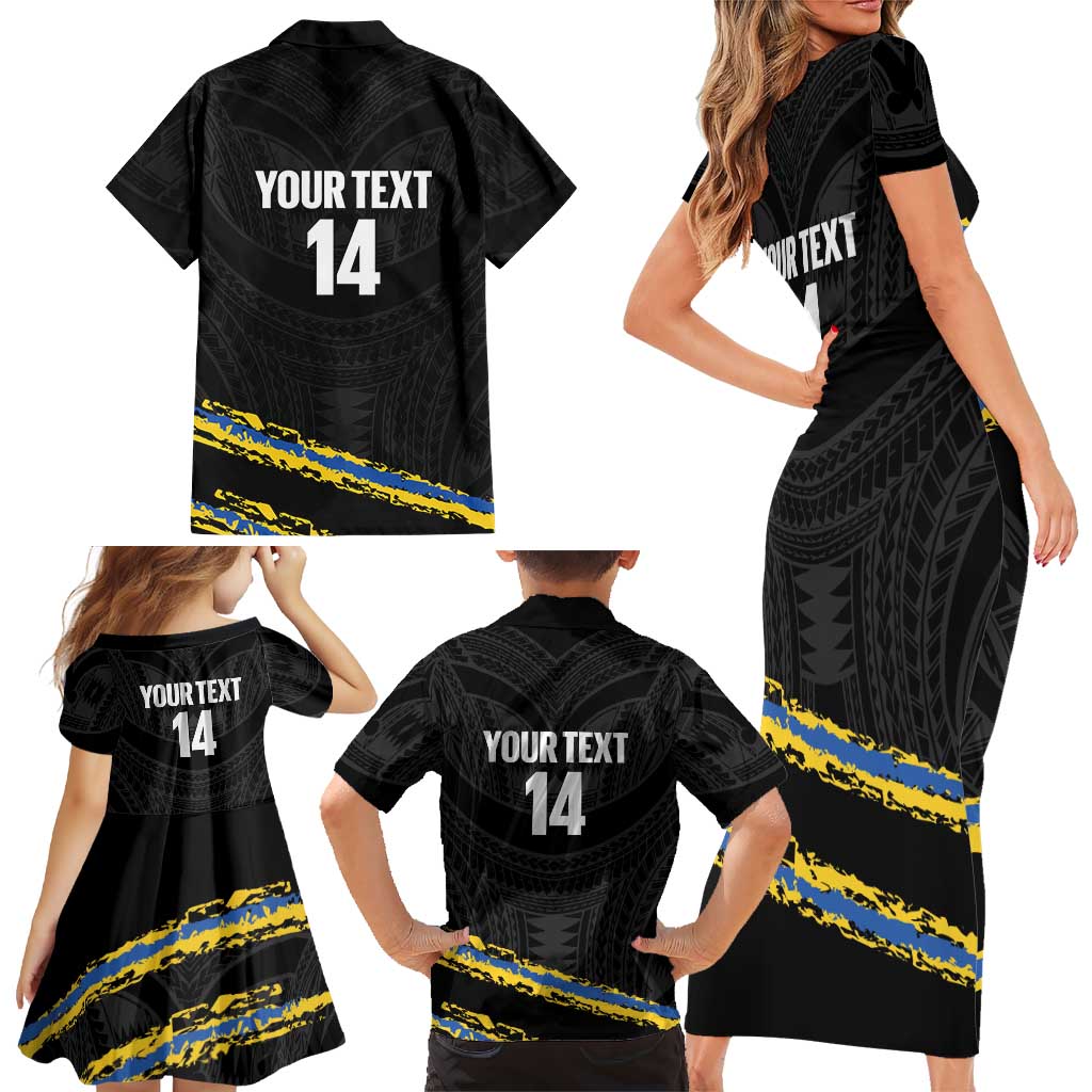 Kings Solomon Islands Football Custom Family Matching Short Sleeve Bodycon Dress and Hawaiian Shirt Come On Solomons Polynesian Grunge Style LT14 - Polynesian Pride