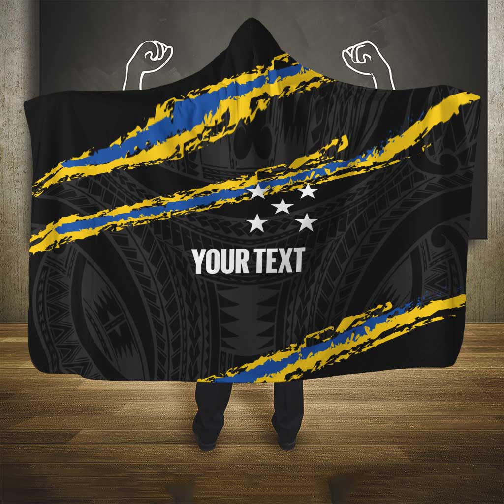 Kings Solomon Islands Football Custom Hooded Blanket Come On Solomons Polynesian Grunge Style