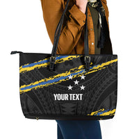 Kings Solomon Islands Football Custom Leather Tote Bag Come On Solomons Polynesian Grunge Style