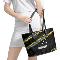 Kings Solomon Islands Football Custom Leather Tote Bag Come On Solomons Polynesian Grunge Style