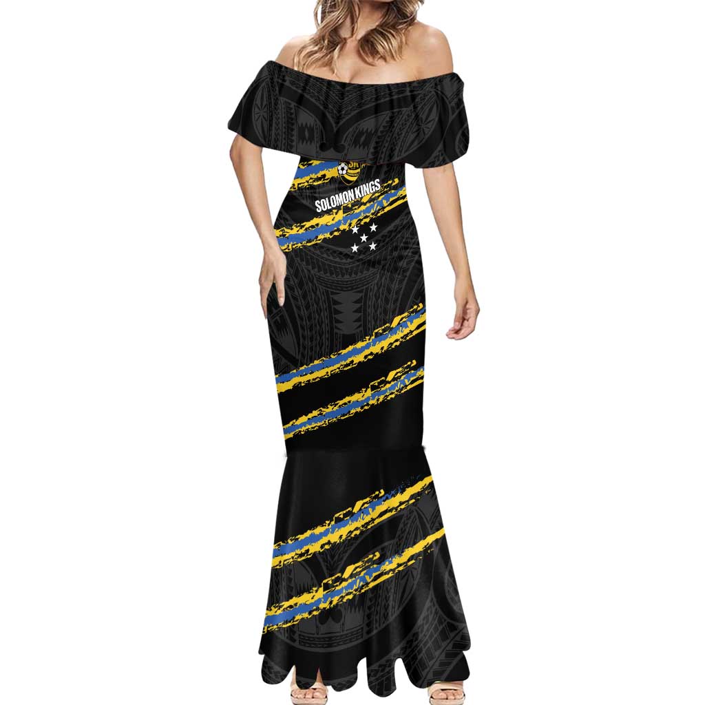 Kings Solomon Islands Football Custom Mermaid Dress Come On Solomons Polynesian Grunge Style