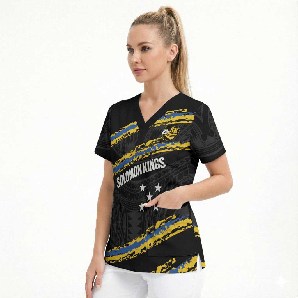 Kings Solomon Islands Football Custom Scrub Top Come On Solomons Polynesian Grunge Style